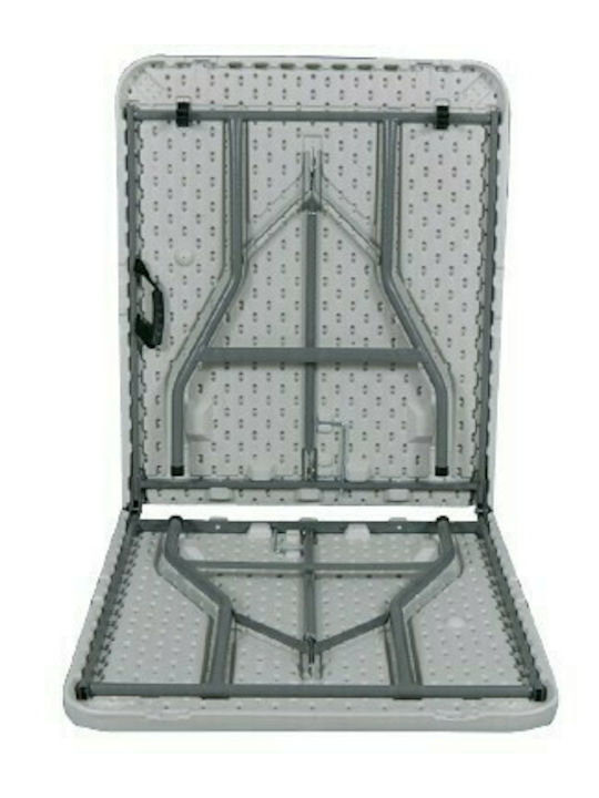 Blow Outdoor Dinner Foldable Table with Plastic Surface and Metal Frame Grey, White 152x70x74cm