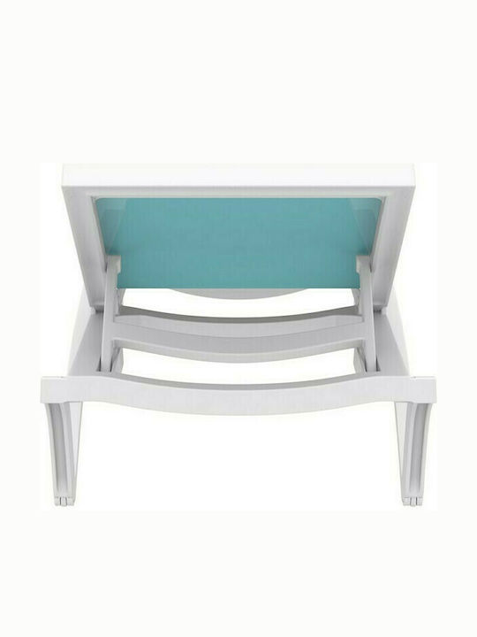 Ξαπλώστρα Πλαστική Pacific με Ύφασμα Textilene & Ρόδες Turquoise-White 193x68x35εκ.
