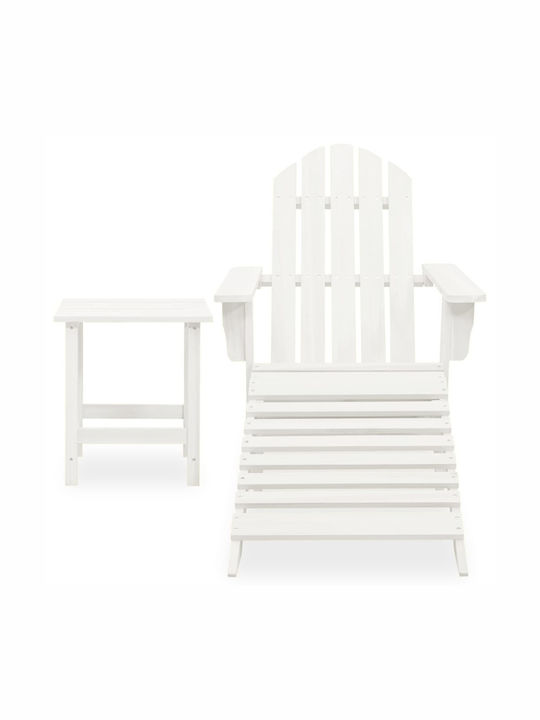 Liegestuhl Hölzernes Adirondack Weiß mit Tisch 2Stück 147.5x69.5x89.5cm.
