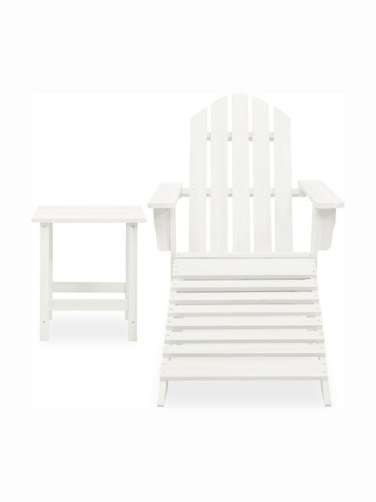 Liegestuhl Hölzernes Adirondack Weiß mit Tisch 2Stück 147.5x69.5x89.5cm.