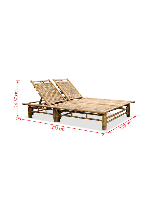 Deckchair Double Bamboo Brown 200x130x24cm.
