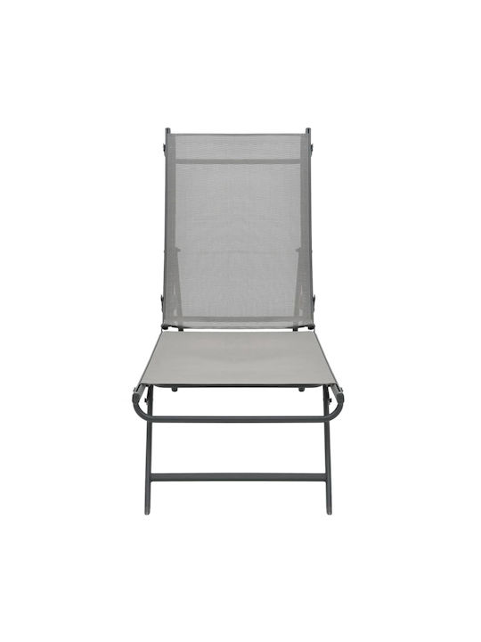 Șezlong Metal cu Țesătură Textilene Gri 2 Bucăți 180.5x53x32.5cm