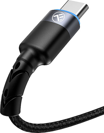 Tellur Braided / LED USB 2.0 Cable USB-C male - USB-A Μαύρο 1.2m TLL155363