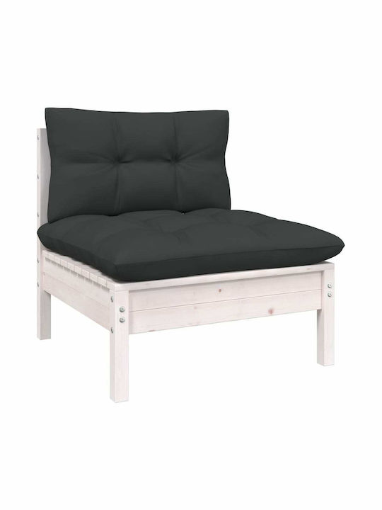 vidaXL 3-Sitzer Outdoor-Sofa Hölzernes mit Kissen 63.5x63.5x62.5cm