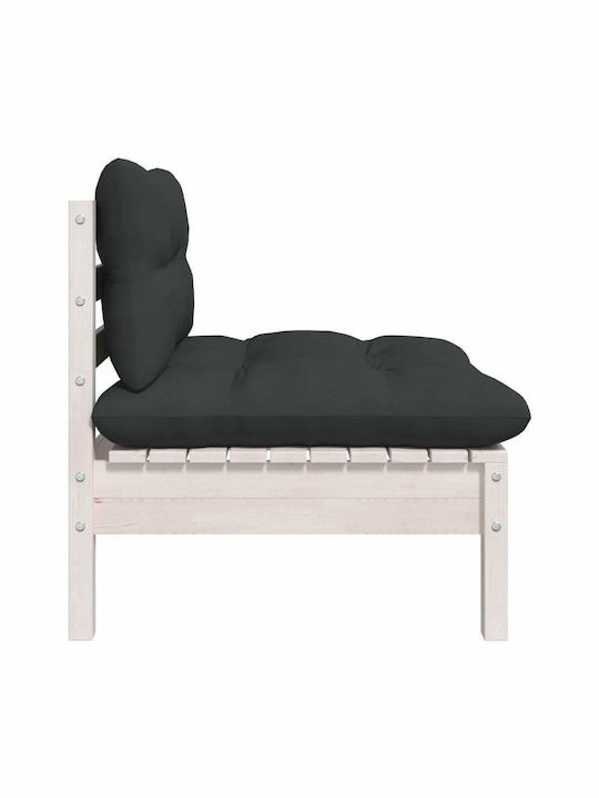 vidaXL 3-Sitzer Outdoor-Sofa Hölzernes mit Kissen 63.5x63.5x62.5cm