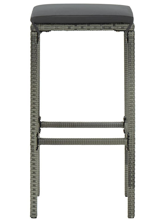 Hocker für Bar Für den Außenbereich Rattan mit Kissen Grey - Charcoal 6Stück 38x38x76cm
