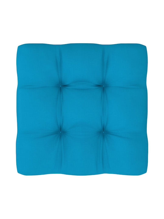 Hölzernes Außenbereich-Hocker Würfel mit Kissen Schwarz / Blau 60x60x25cm