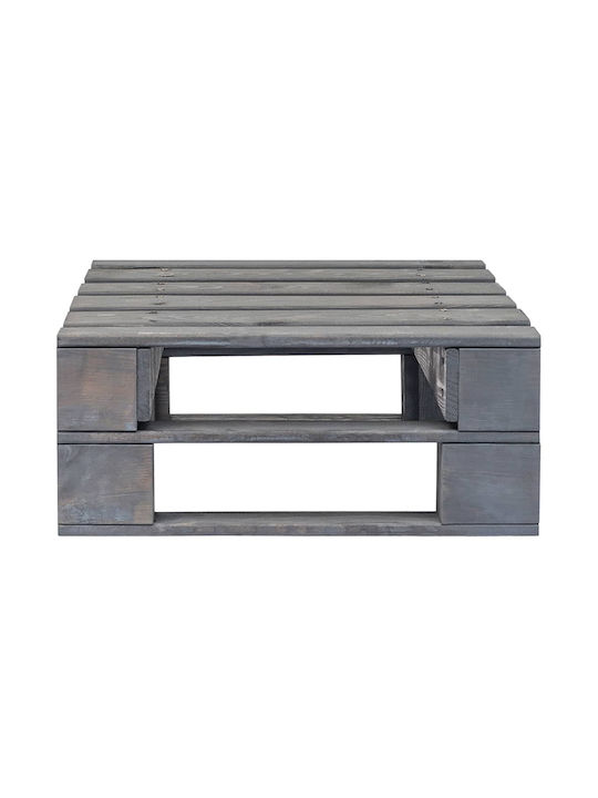 Hölzernes Außenbereich-Hocker Würfel mit Kissen Grau / Blau 60x60x25cm