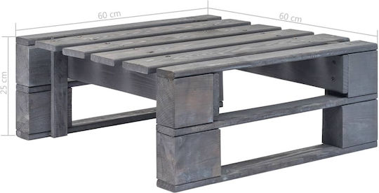 Wooden Cube Outdoor Stool with Cushion Grey / Blue 60x60x25cm