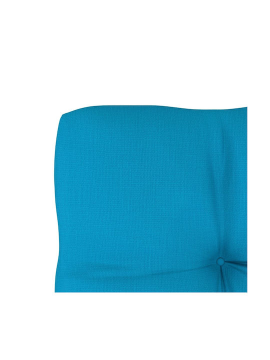 Hölzernes Außenbereich-Hocker Würfel mit Kissen Weiß / Blau 60x60x25cm