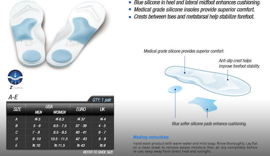 LP Support Insoles Ανατομικοί Πάτοι Παπουτσιών από Σιλικόνη LP 323 2τμχ