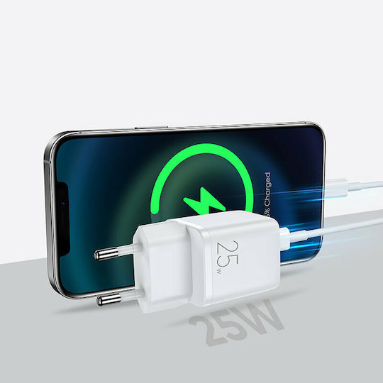 Joyroom Φορτιστής Χωρίς Καλώδιο με Θύρα USB-C 25W Power Delivery Λευκός (L-P251)