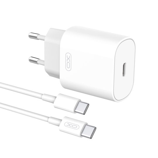 XO Ladegerät ohne Kabel mit USB-C Anschluss 25W Stromlieferung Weißs (L91)