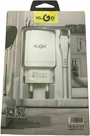 KLGO Wireless Charger With USB-A Output Port And USB-C Output Port 20W Power Delivery Quick Charge 3.0 White PD-300