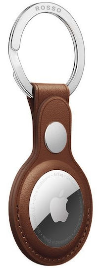 Rosso Deluxe Keychain Case Leather for AirTag in Brown color