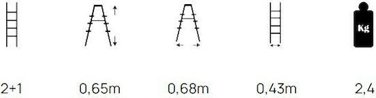 Profal Ladder Aluminum with 2+1 Steps 64cm