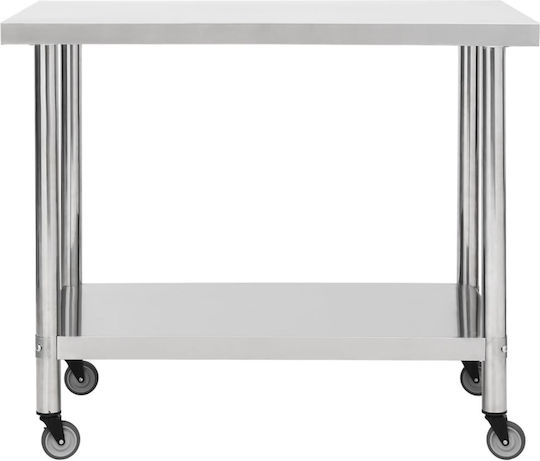vidaXL Ανοξείδωτο Τραπέζι Μ80xΒ60xΥ85cm