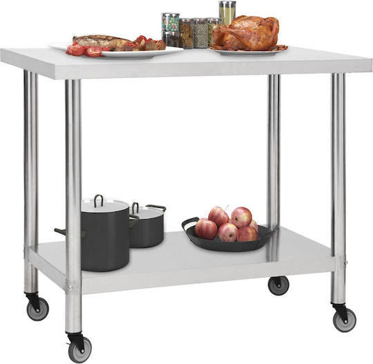 vidaXL Ανοξείδωτο Τραπέζι Μ80xΒ60xΥ85cm