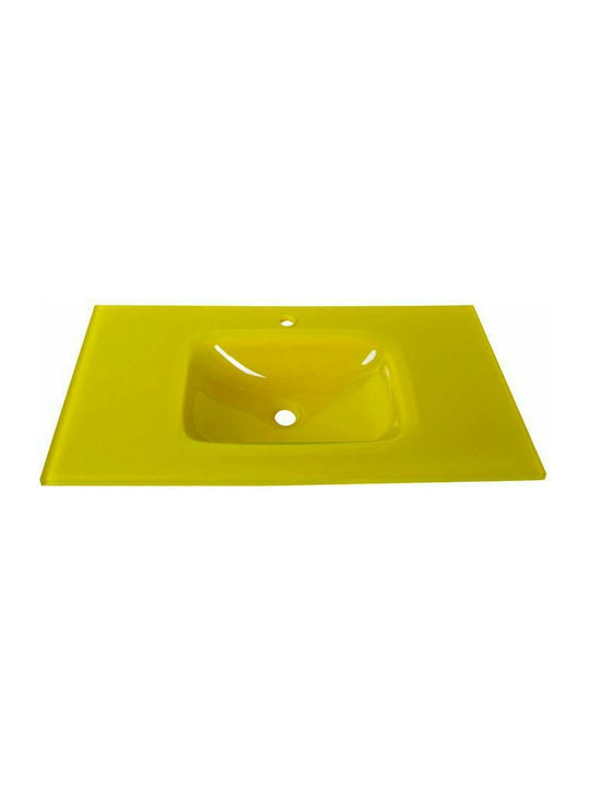 Gloria Glass Form Inset Sink Glass 60x46cm Yellow