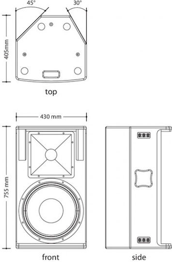 DAD TOURING15P Пасивен Говорител PA 500W με Woofer 15" 43x40.5x75.5εκ. σε Черен Χρώμα