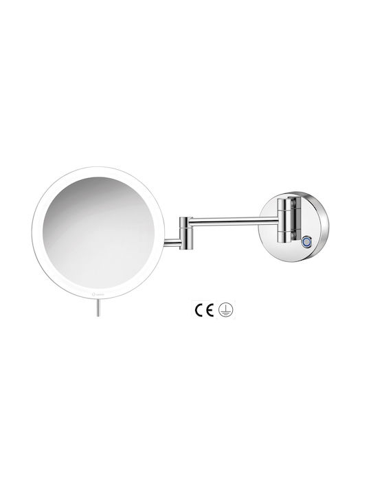 Sanco MRLED-701 MRLED-701-A03 Magnifying Round Bathroom Mirror Led made of Metal 20x20cm Silver