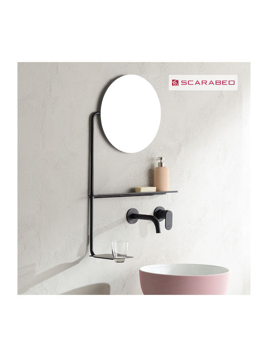 Scarabeo 2302-NROP Round Bathroom Mirror made of Metal with Shelf 36x36cm Black