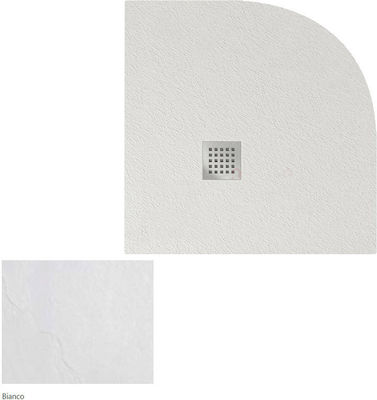 Karag Pietra Halbkreisförmig Künstlicher Stein Dusche x90cm Bianco