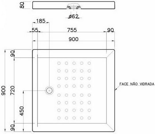 Sanitana Julieta Τετράγωνη Πορσελάνινη Ντουζιέρα 90x90cm Λευκή