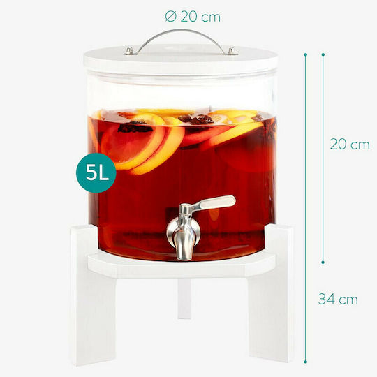 Navaris Glass Vase Beverage Dispenser with Spigot White 5lt