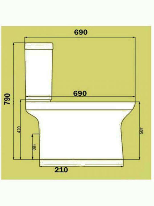 Huida Miranda Set Floor-Standing Toilet and Flush that Includes Slim Soft Close Cover White