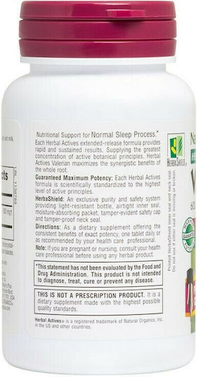 Nature's Plus Herbal Actives Valerian Extended Release 600mg 30 ταμπλέτες