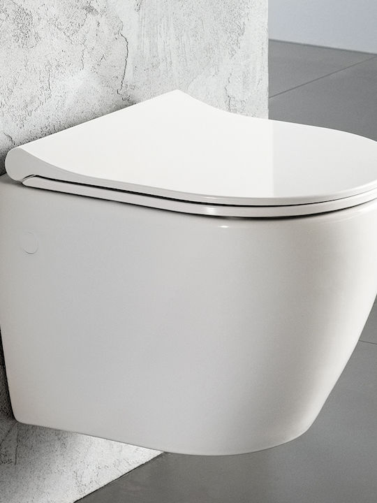 Bianco Ceramica Vito Λεκάνη Κρεμαστή με Slim Κάλυμμα Λευκή