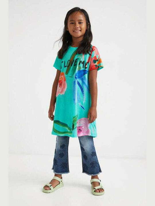 Desigual Kids Dress Short Sleeve Turquoise