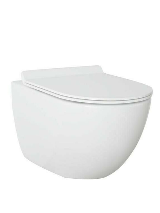 Creavit Free Wandhängende Toilette Randlos mit Schlank Deckel Duroplast Sanftes Schließen Weiße