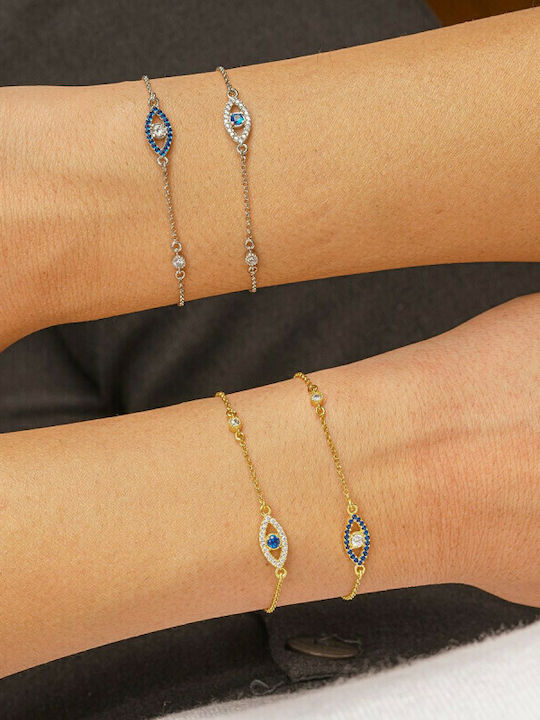 Excite-Fashion Bracelet Chain Grecian Chic with design Eye made of Silver Gold Plated with Zircon