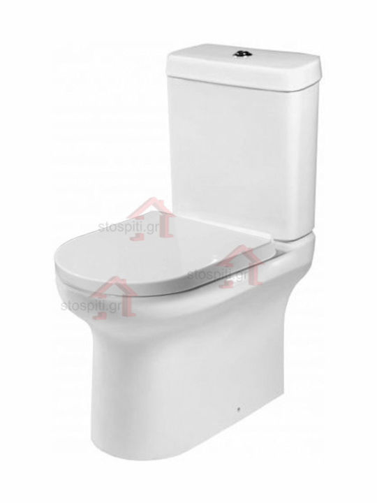 Huida Fontana Floor-Standing Toilet with Floor Trap and Flush that Includes Soft Close Cover White