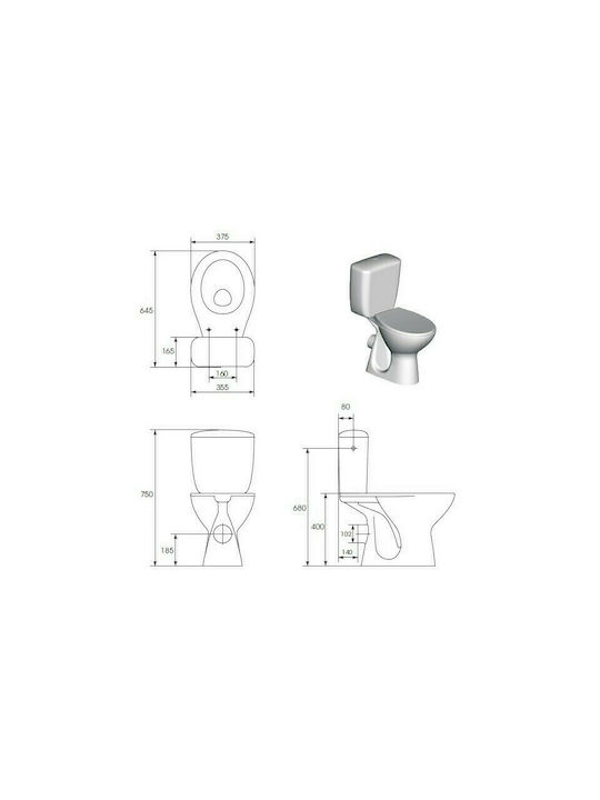 Cersanit President Floor-Standing Toilet and Flush White