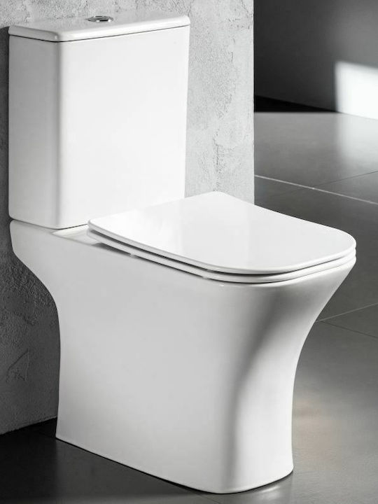 Ceramita Storm Stehende Toilette Randlos mit Spülung mit Deckel Sanftes Schließen Weiße