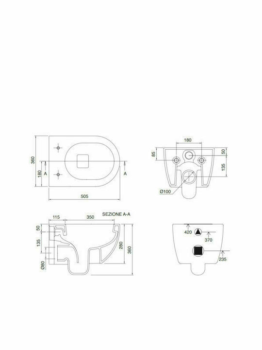 Scarabeo Moon Clean Flush Wandhängende Toilette Randlos mit Schlank Deckel Sanftes Schließen Moschus