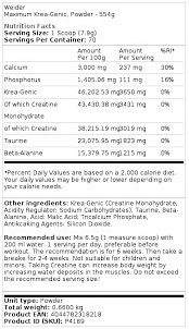 Weider Maximum Krea-Genic Powder Unflavoured 554gr
