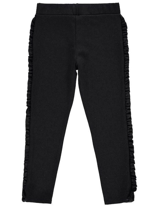 Children's leggings with leather ruffle on the side black for girls (2-6 years)