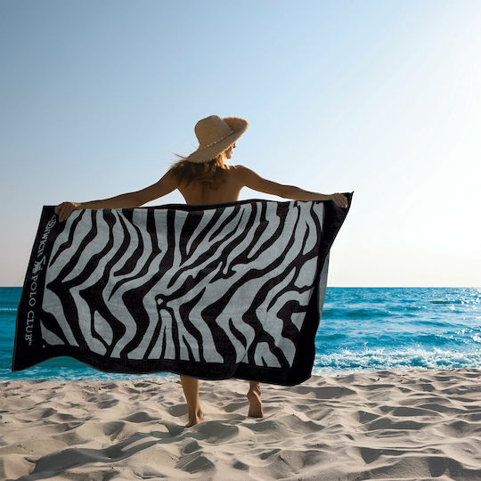 Greenwich Polo Club Beach Towel Cotton Grey / Black 170x90cm.