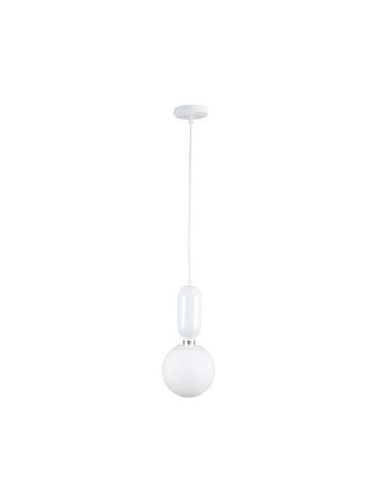 GloboStar Maverick Hängelampe Weiß Kugel mit Fassung E27 30x20x33cm.