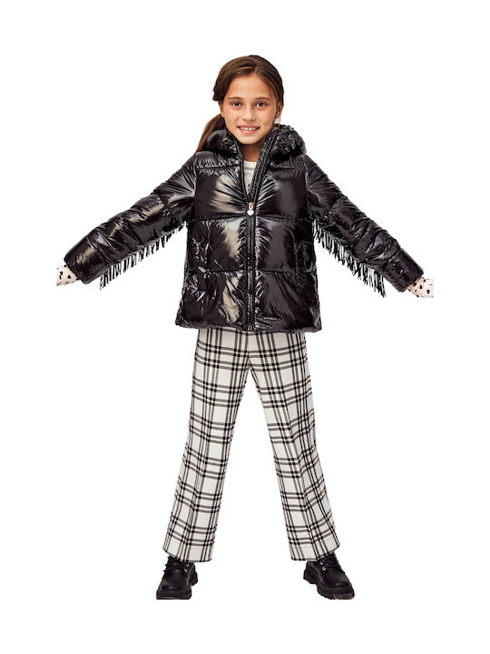 Kids' Quilted Jacket Short with Hood Black