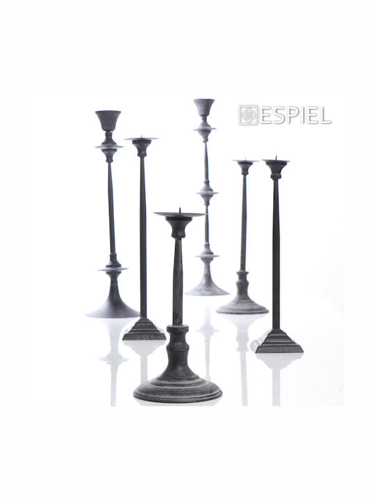 Espiel Candle Holder Metal Grey 9.5x9.5x44cm 1pcs