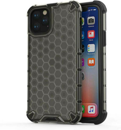 Hurtel Honeycomb Armor Back Cover Plastic / Silicone Durable Black (Galaxy S21 FE)