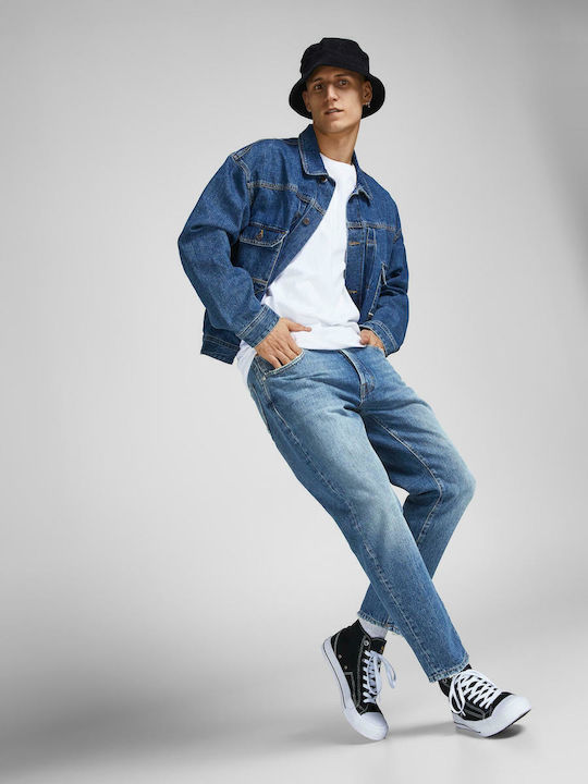 Frank Men's Cropped Jeans Pants With Regular Tapered Fit Blue