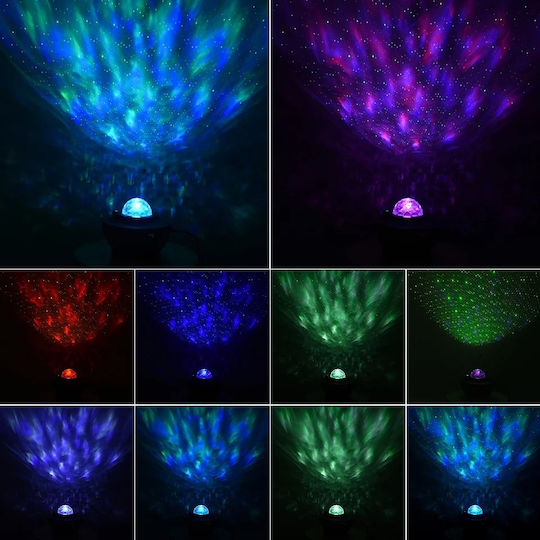 LED Drehend Kinderprojektorlampe Galaxy Star mit Sternenprojektion Schwarz 13.5x13.5x10εκ.