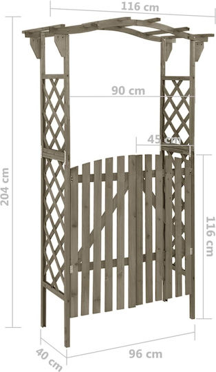 Gartenbogen aus Holz mit Rhombus-Rasterdesign in Grau Farbe 116x40x204cm