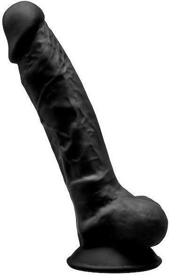 SilexD Dual Density Silicone Model 1 Glass Dildo with Balls and Suction Cup Black 18cm